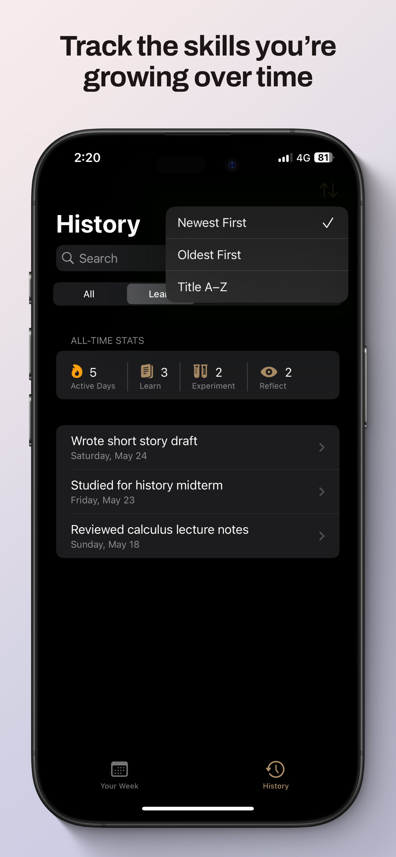 Track the skills you're growing over time
